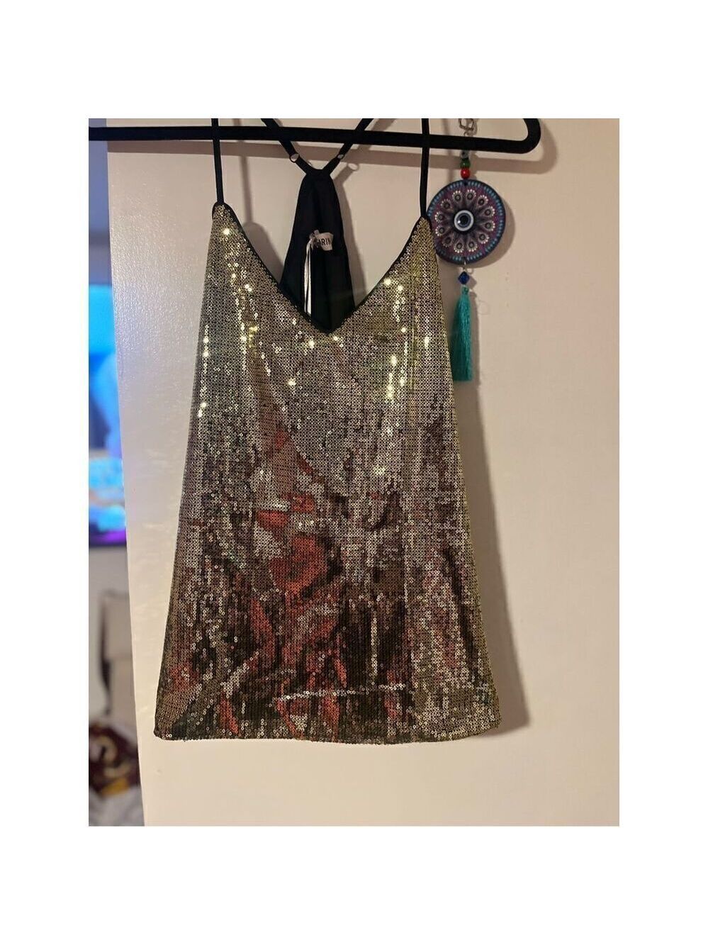 Grace Karin  Gold Glittery sequin clubbing strap size Medium BNWT - Picture 3 of 11